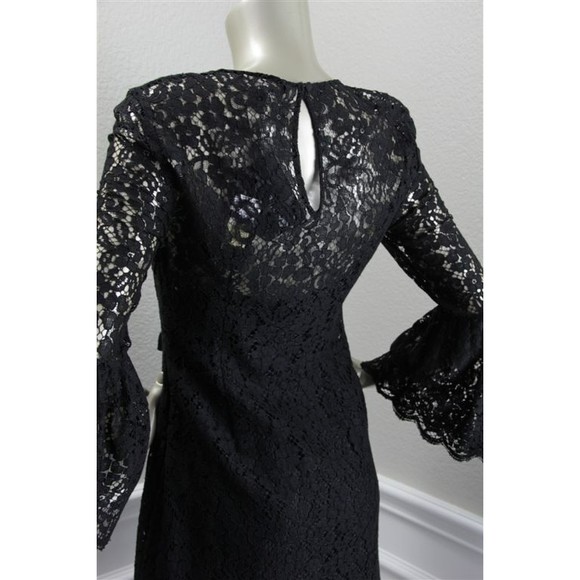 NWT RACHEL ZOE Black Lace Flared Poet Sleeve Corset Tie Mini Dress 4 - Picture 6 of 7